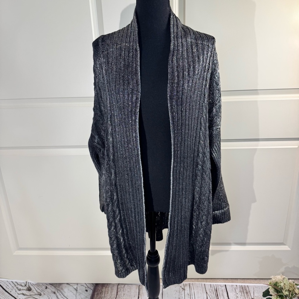 Avant Toi Open-Front Wool/Cashmere Cardigan - Charcoal Gray XS